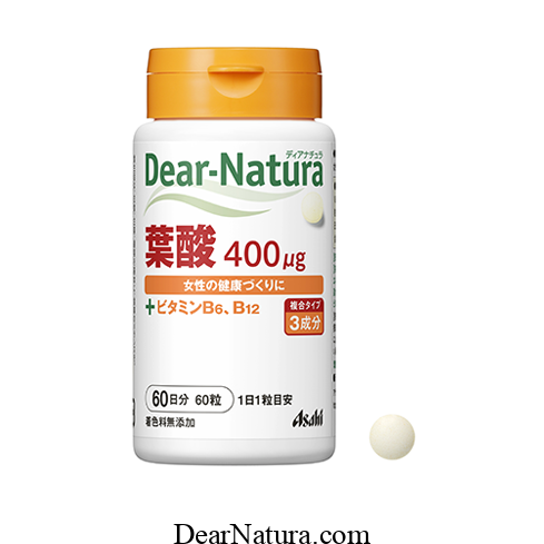 Viên Dear Natura Axit Folic 400ug + Vitamin B6, B12 của Nhật 60 viên